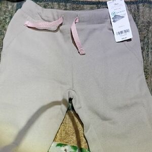 Carter's Tan Joggers with Pink Drawstring